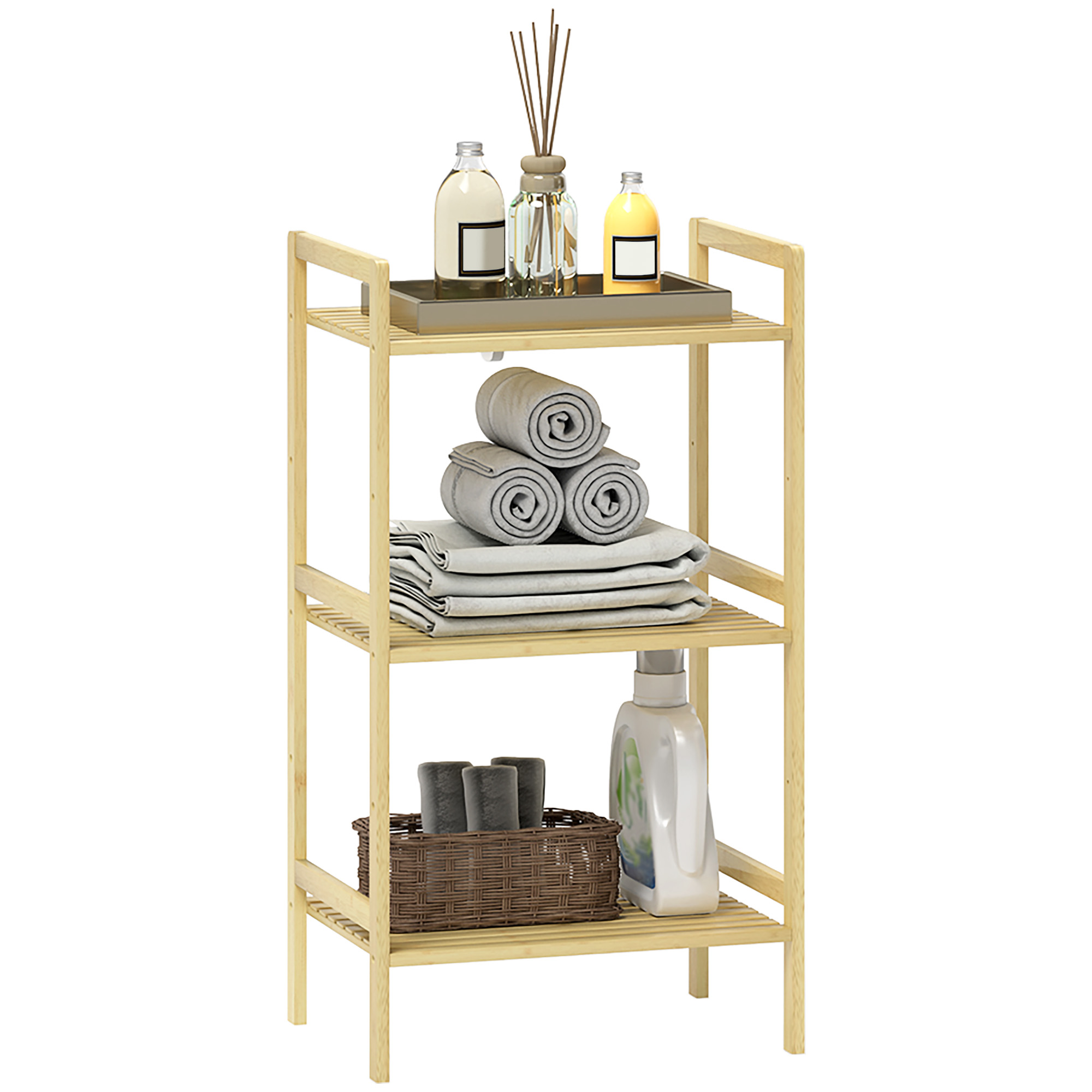 HERON 3 Tier Bamboo Adjustable Shelf Storage Unit - Life Essentials