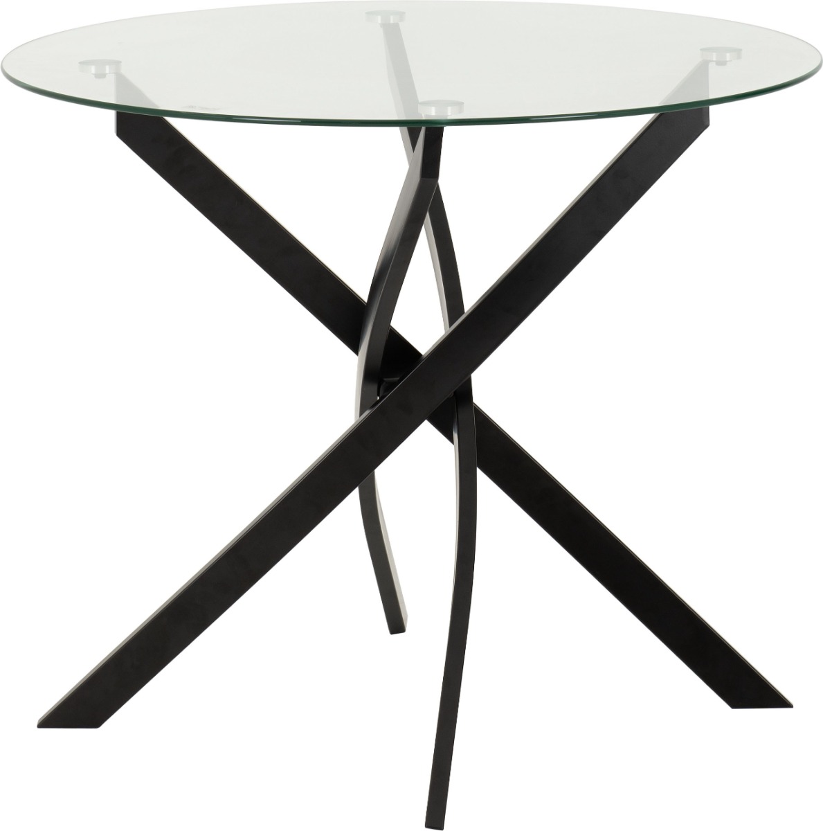Sheldon Round Glass Top Dining Table - Clear Glass Black - Budget Deals