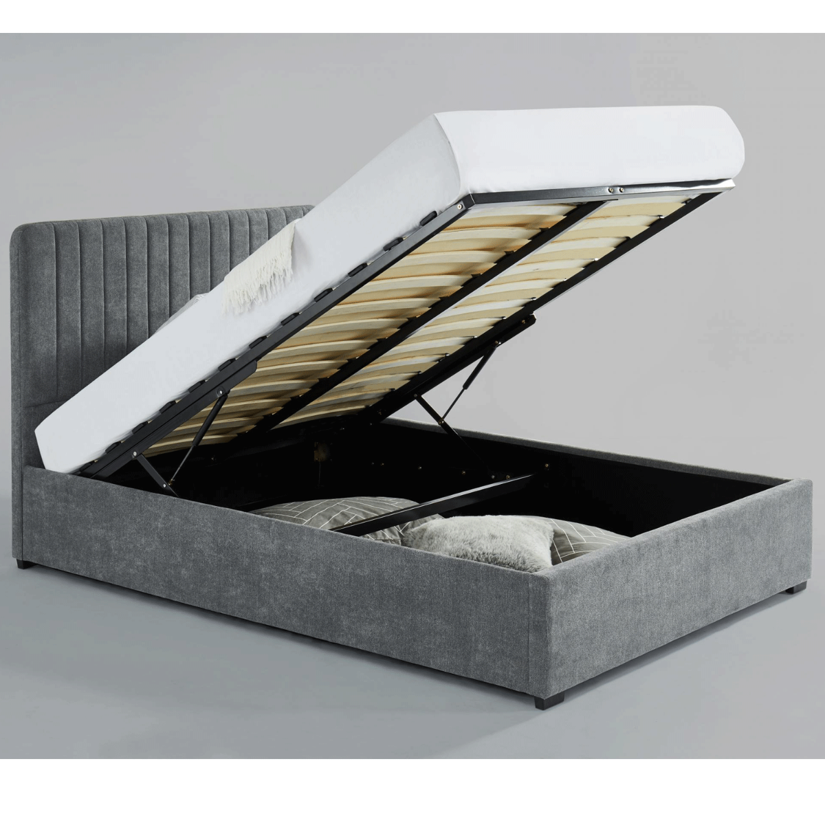 El Dorado Ottoman Storage Bed Frame Grey Elegance with Gas Lifted Convenience - Double 4ft6 - Sigrid Mills