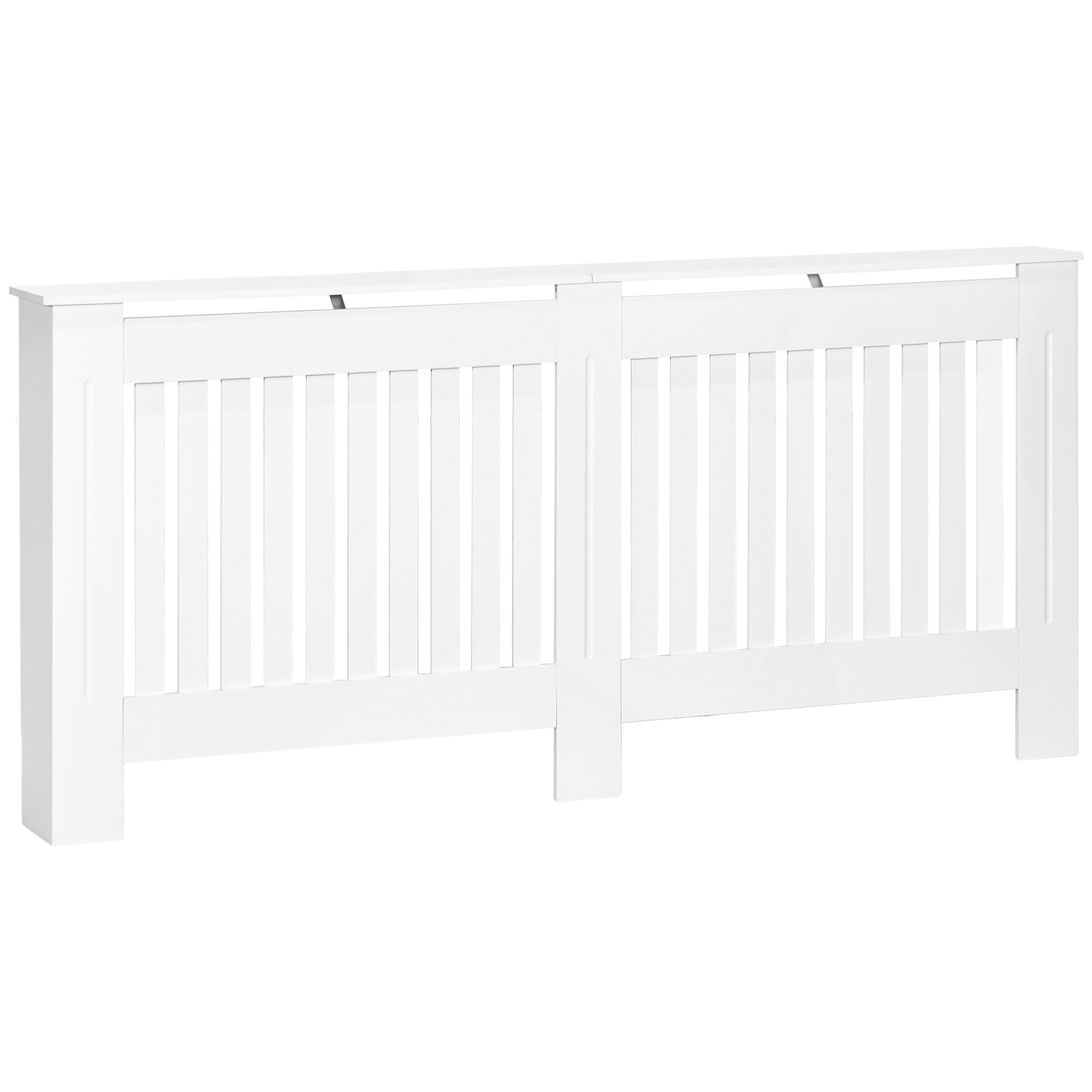 Slatted Radiator Cover Painted Cabinet MDF Lined Grill in White 172L x 19W x 81H cm - Life Essentials