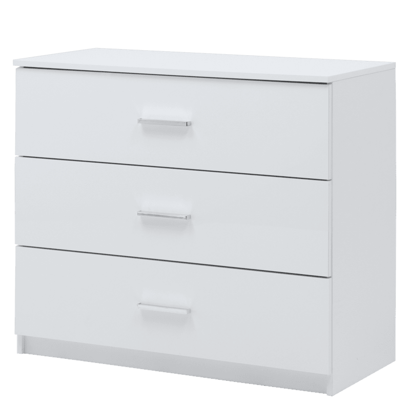 SIDMOUTH White Chest of Drawers - Large-sized, 3 Drawers - Art Nest