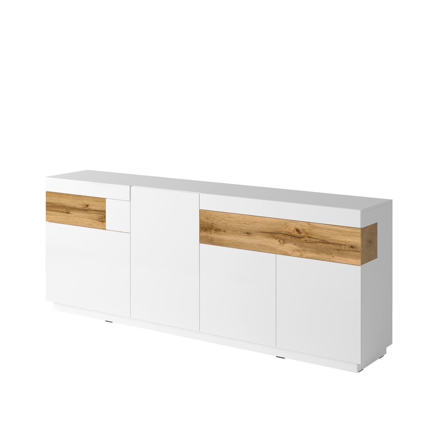 Salamandar 25 Sideboard Cabinet Wotan Oak Drawers - White Gloss - Art Nest