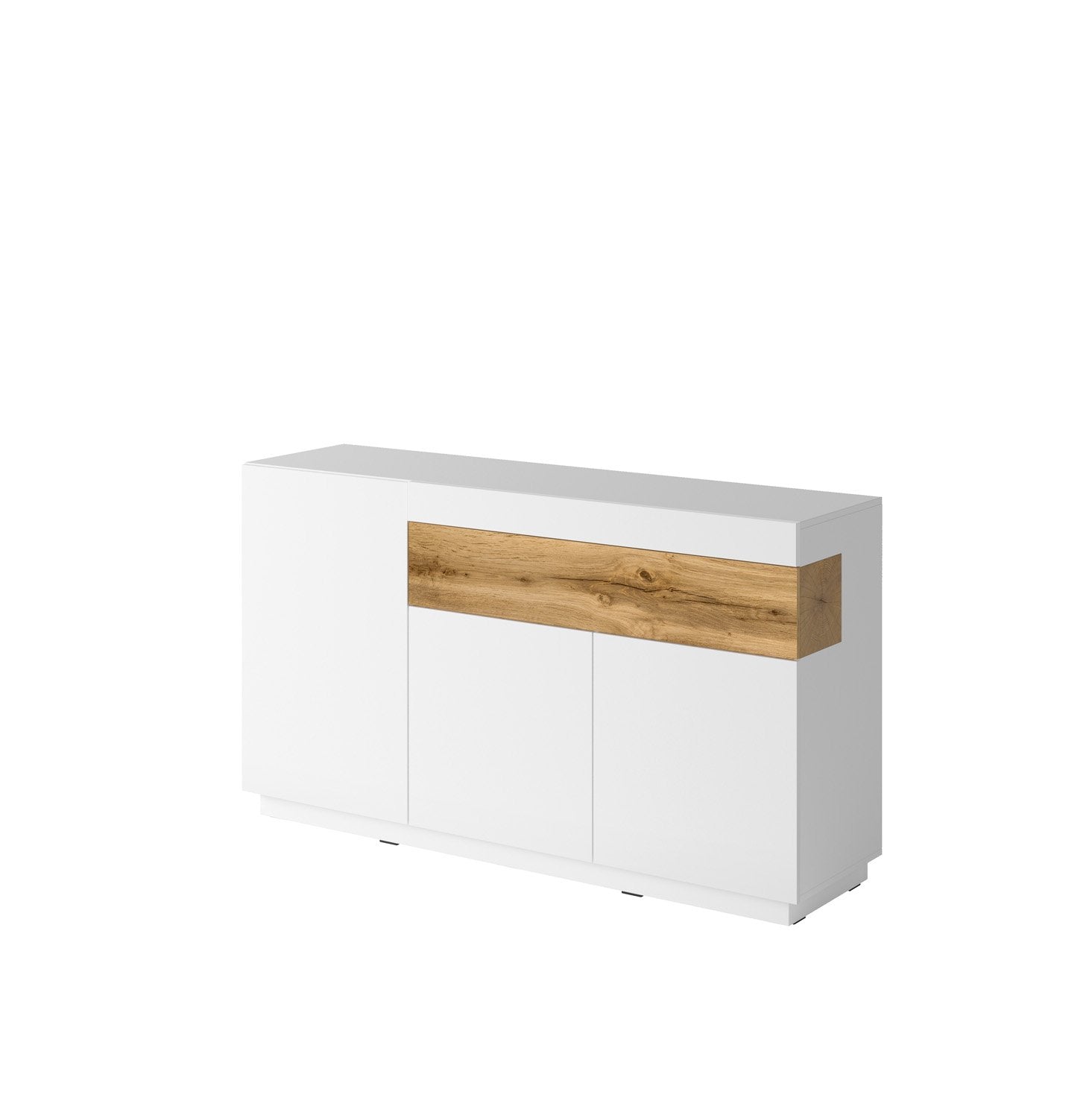 Salamandar 43 Sideboard Cabinet Wotan Oak Drawers - White Gloss - Art Nest