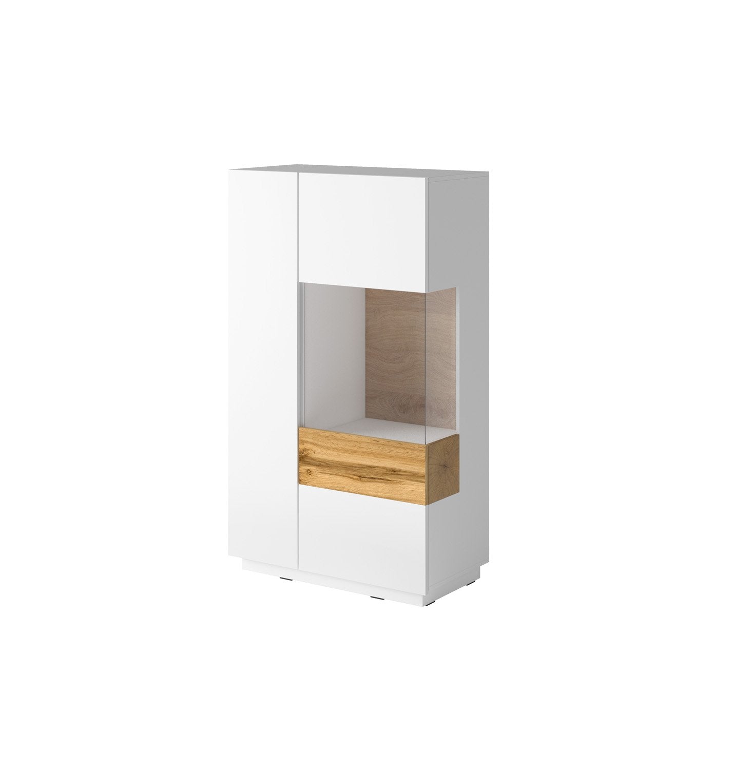 Salamandar 44 Display Cabinet Right Side Wotan Oak - White Gloss - Art Nest