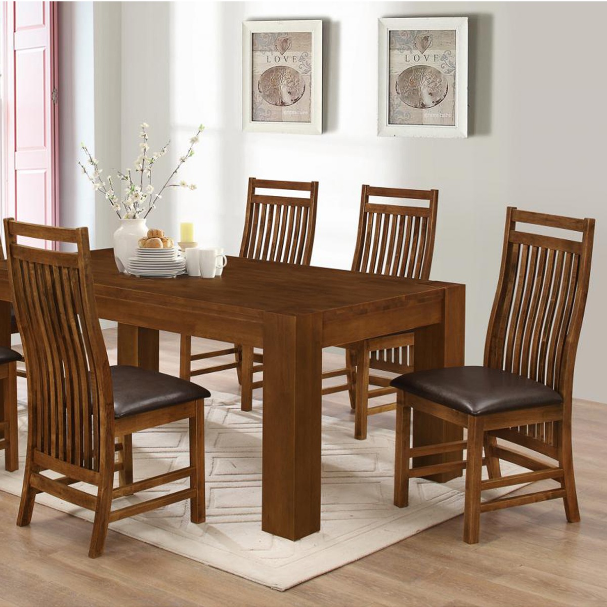 Cybele Dining Set with 6 Chairs - Rustic Oak - Sigrid Mills