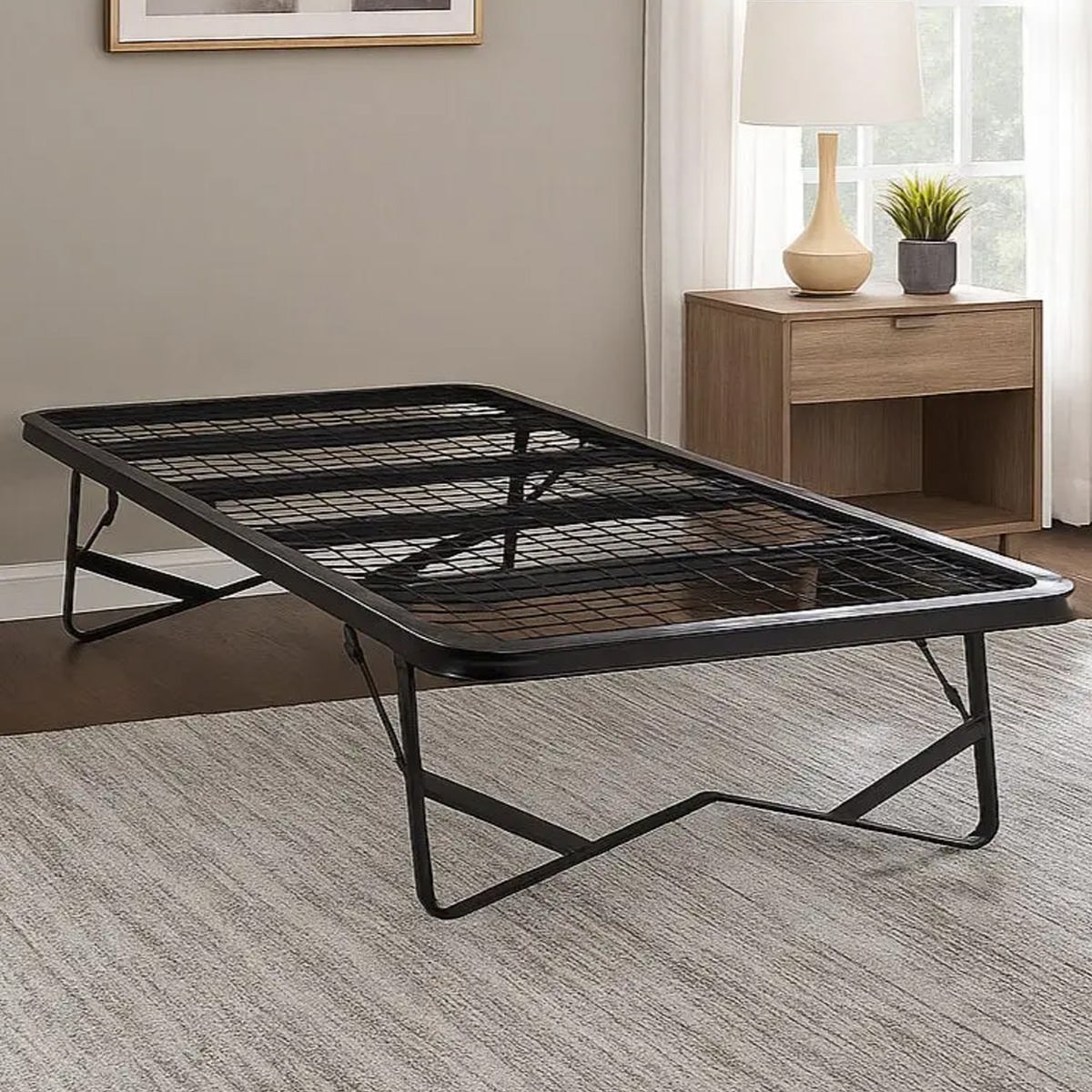 Skid Black Metal Contract Bed Frame - 4ft Small Double - Beds-To-Go