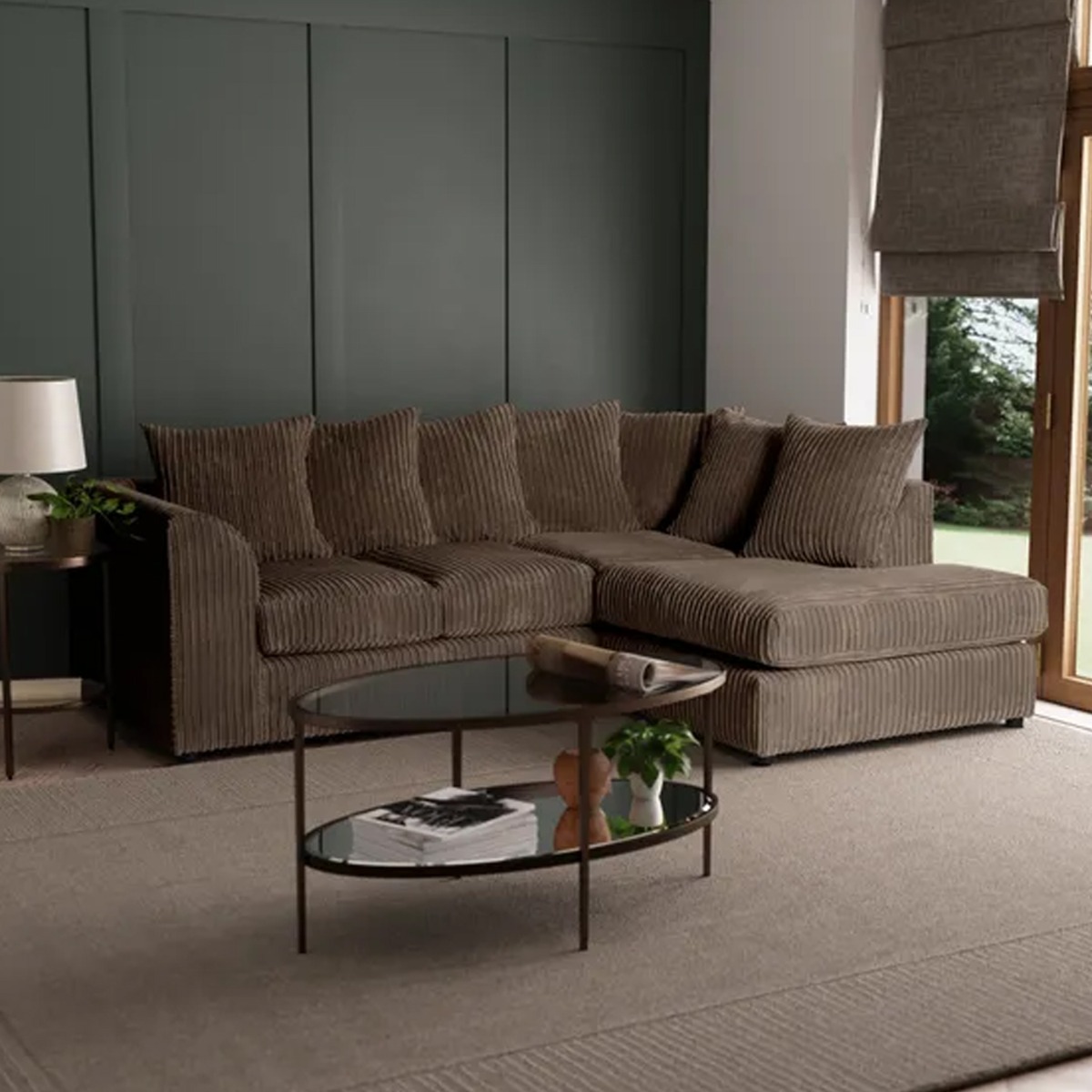 Blake Jumbo Cord Chocolate Corner Sofa - Right and Left Arm - Home Done