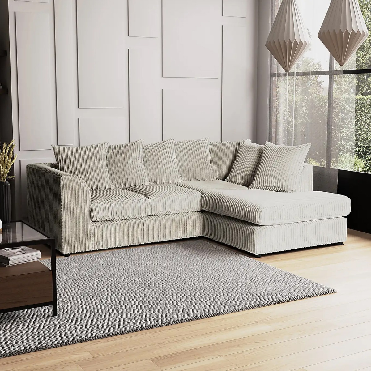 Blake Jumbo Cord Cream Corner Sofa - Right and Left Arm - Home Done
