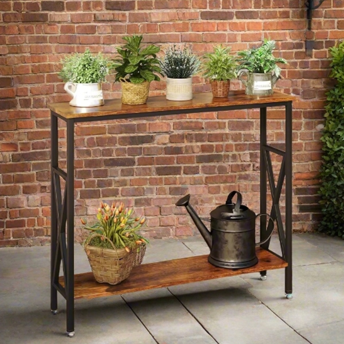VANTORA Console Table Slim Table for Home or Garden - Rustic Brown - The Urban Forge