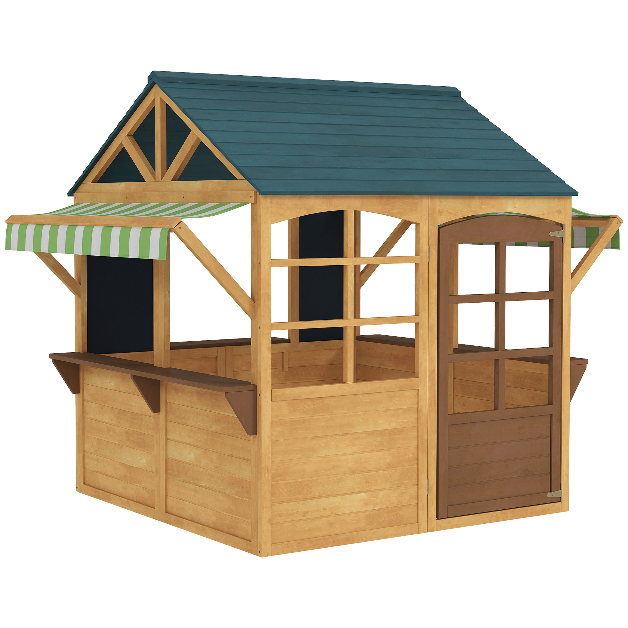 AIVAGO Wooden Playhouse for Kids Foldable Wendy House Brown - Life Essentials