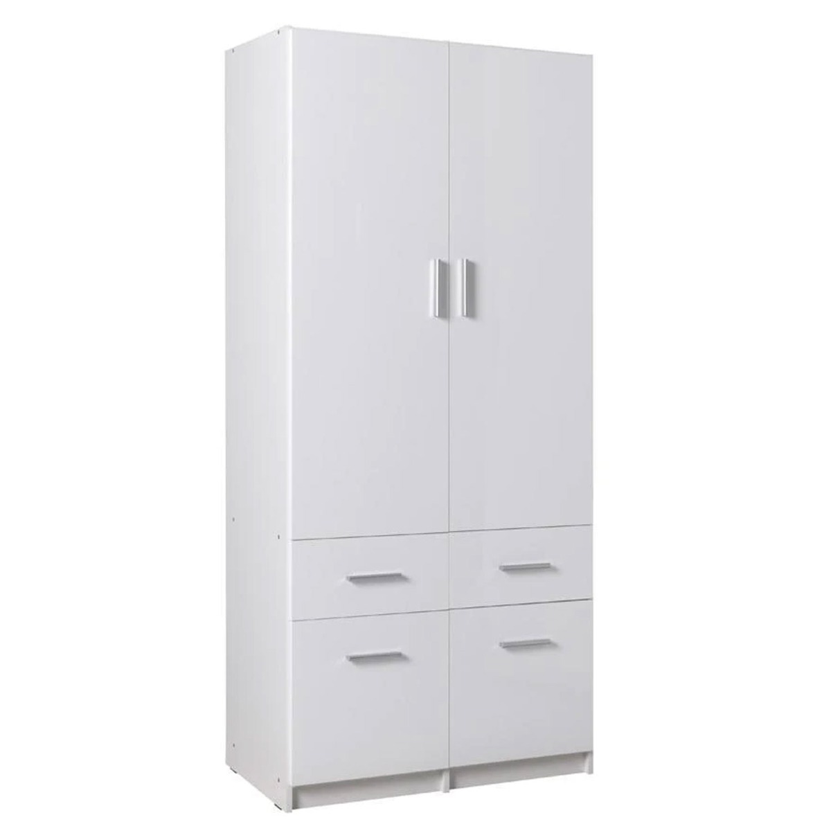 Wardrobe - MANISTA III 2 Door 4 Drawer Wardrobe White Gloss 92cm - Art Nest