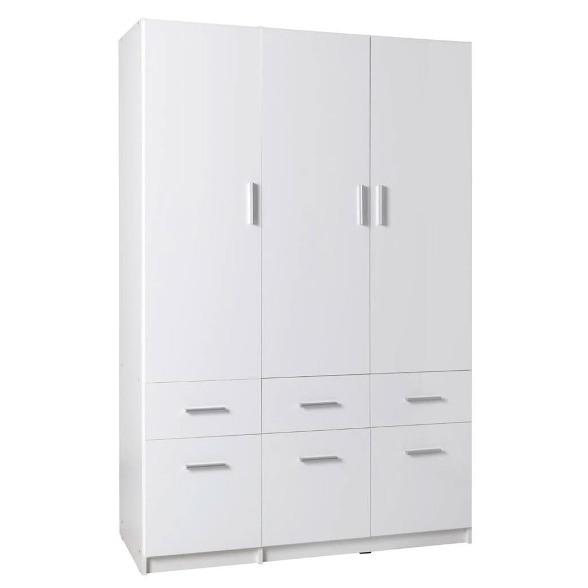 Wardrobe - MANISTA IV 3 Door Wardrobe White Gloss 136cm - Art Nest