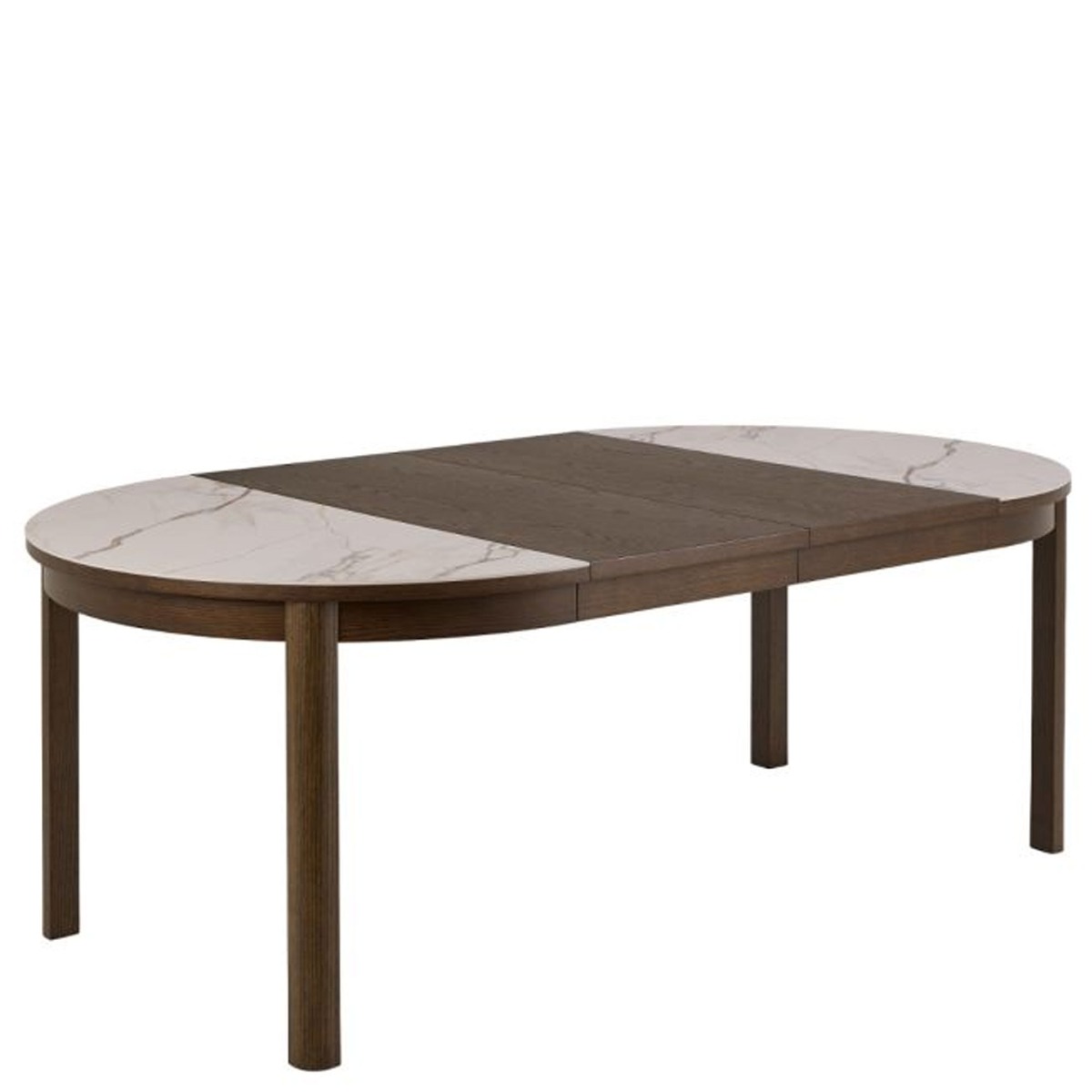 SOUTHA Oval-Shape Extendable Dining Table - Dark Oak with Cream - Rosalind Collection