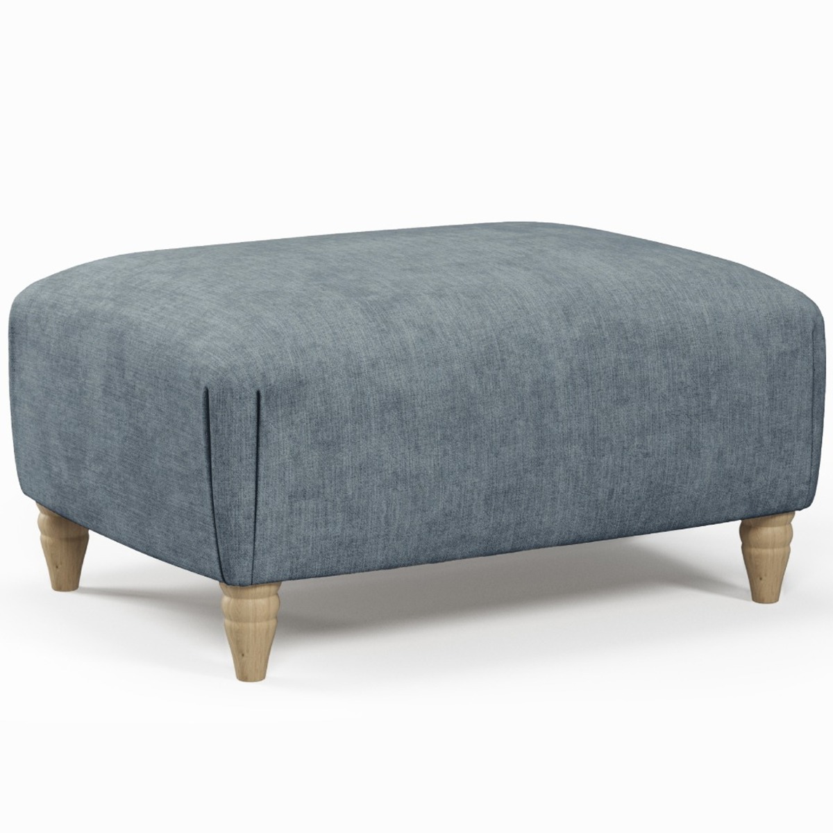 Footstool - LUXE Fabric - Blue - Edgbaston Living