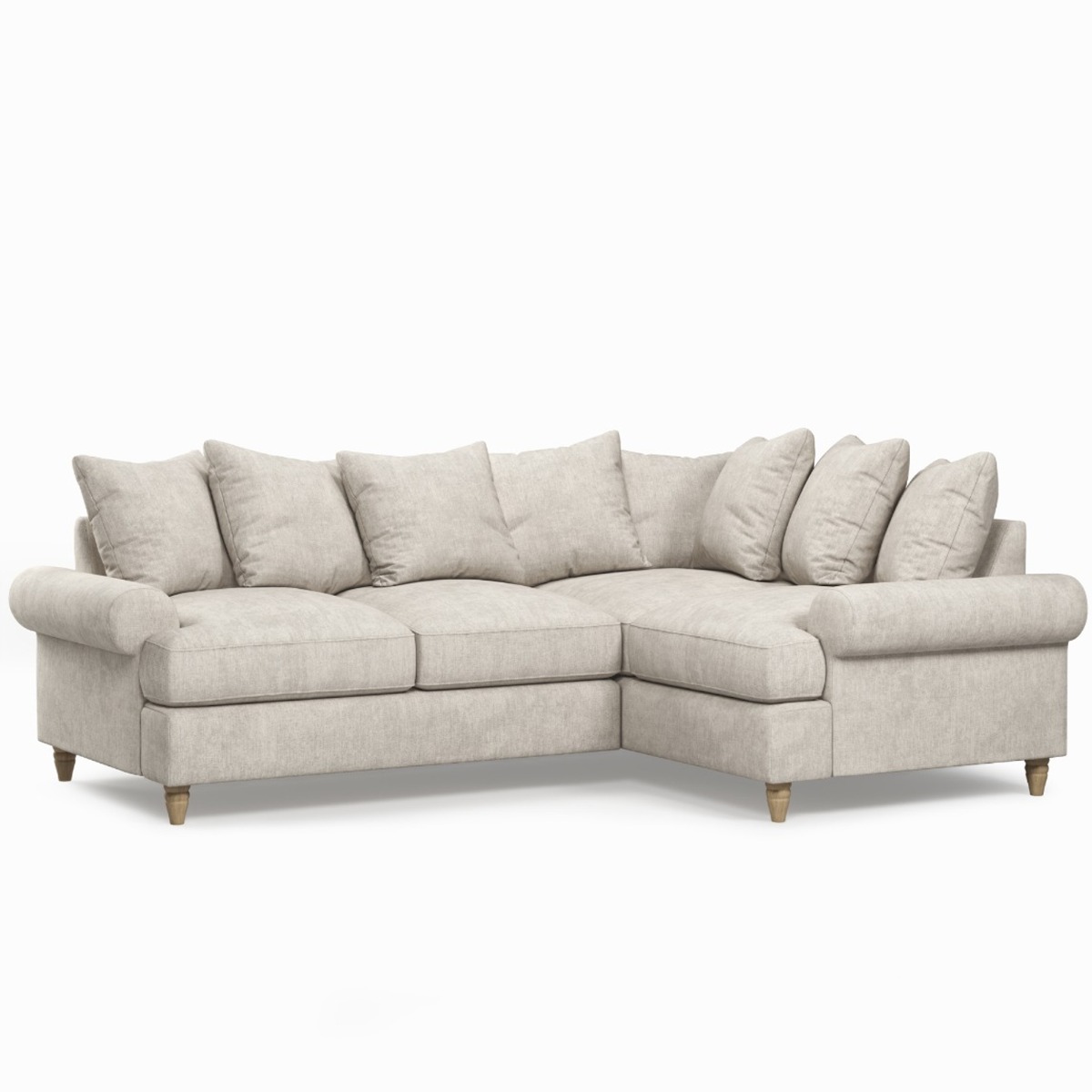 Corner Sofa - LUXE Fabric 3 Seater Left Hand Facing - Cream - Edgbaston Living