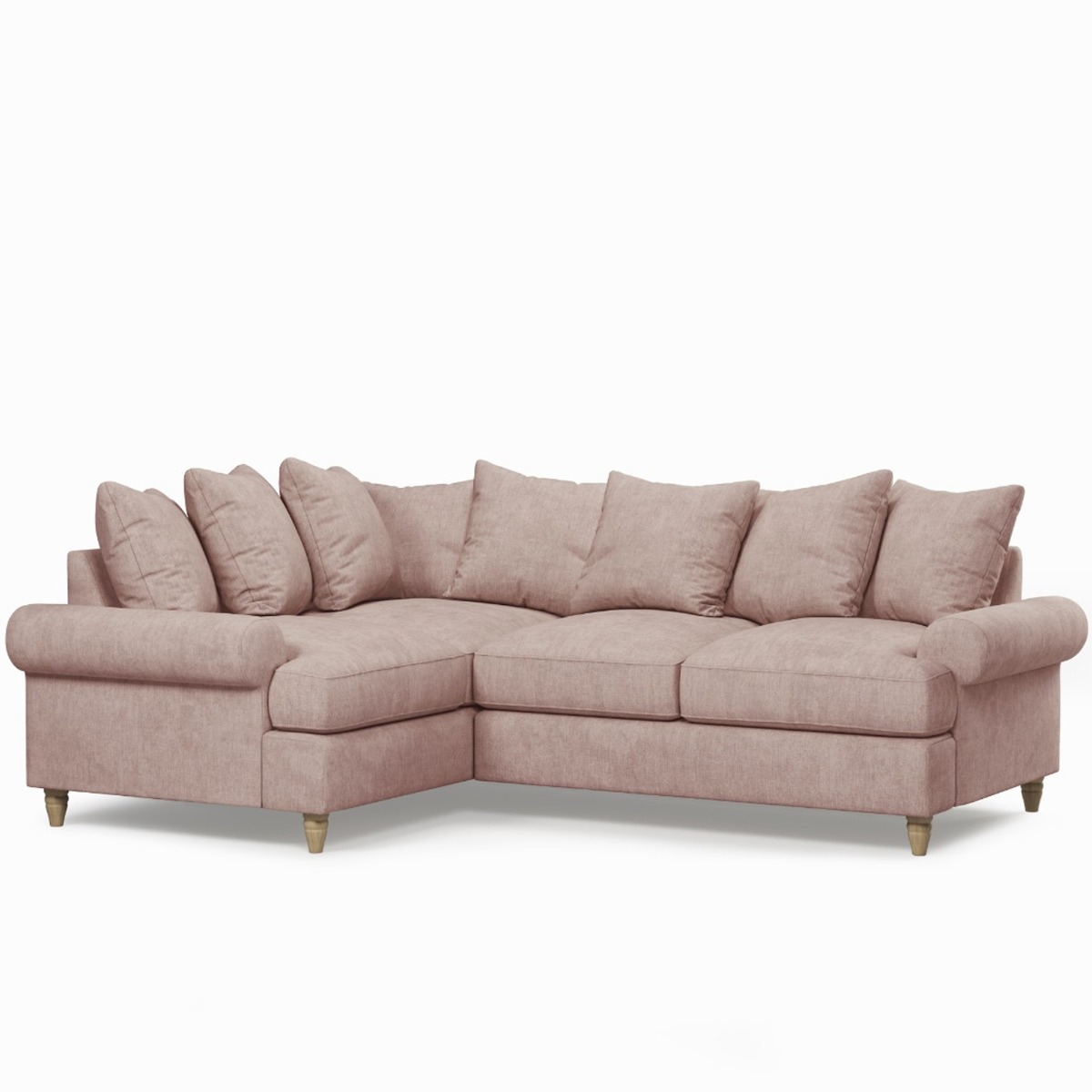 Corner Sofa - LUXE Fabric 3 Seater Right Hand Facing - Pink - Edgbaston Living