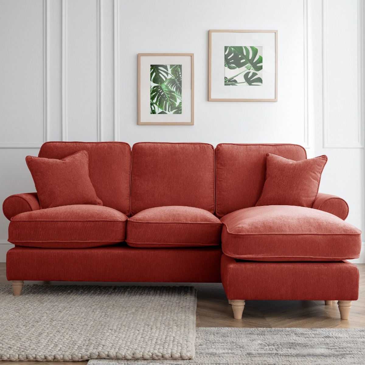Corner Sofa - RAYONG Fabric 3 Seater Left Hand Facing - Apricot - Edgbaston Living