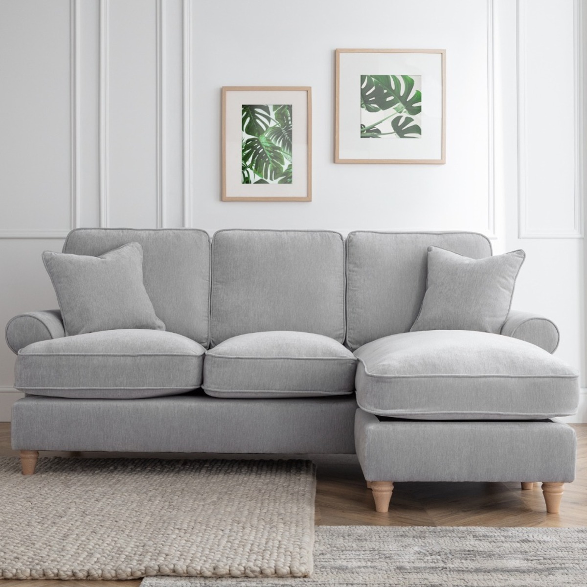Corner Sofa - RAYONG Fabric 3 Seater Left Hand Facing - Ice - Edgbaston Living