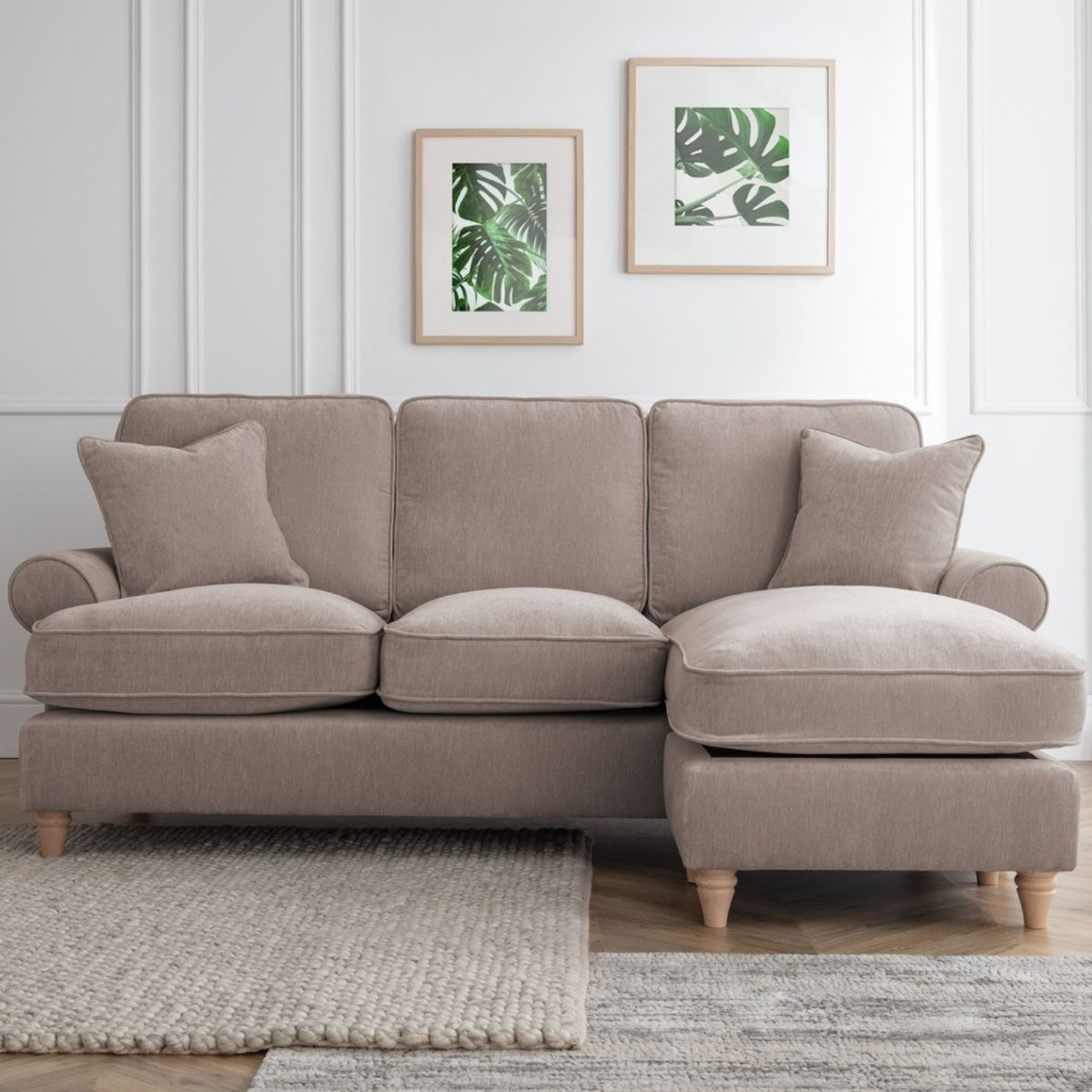 Corner Sofa - RAYONG Fabric 3 Seater Left Hand Facing - Putty - Edgbaston Living