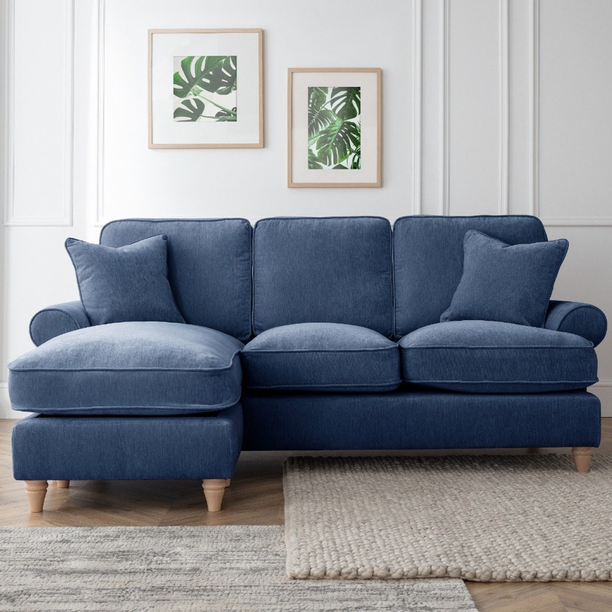 Corner Sofa - RAYONG Fabric 3 Seater Right Hand Facing - Navy - Edgbaston Living