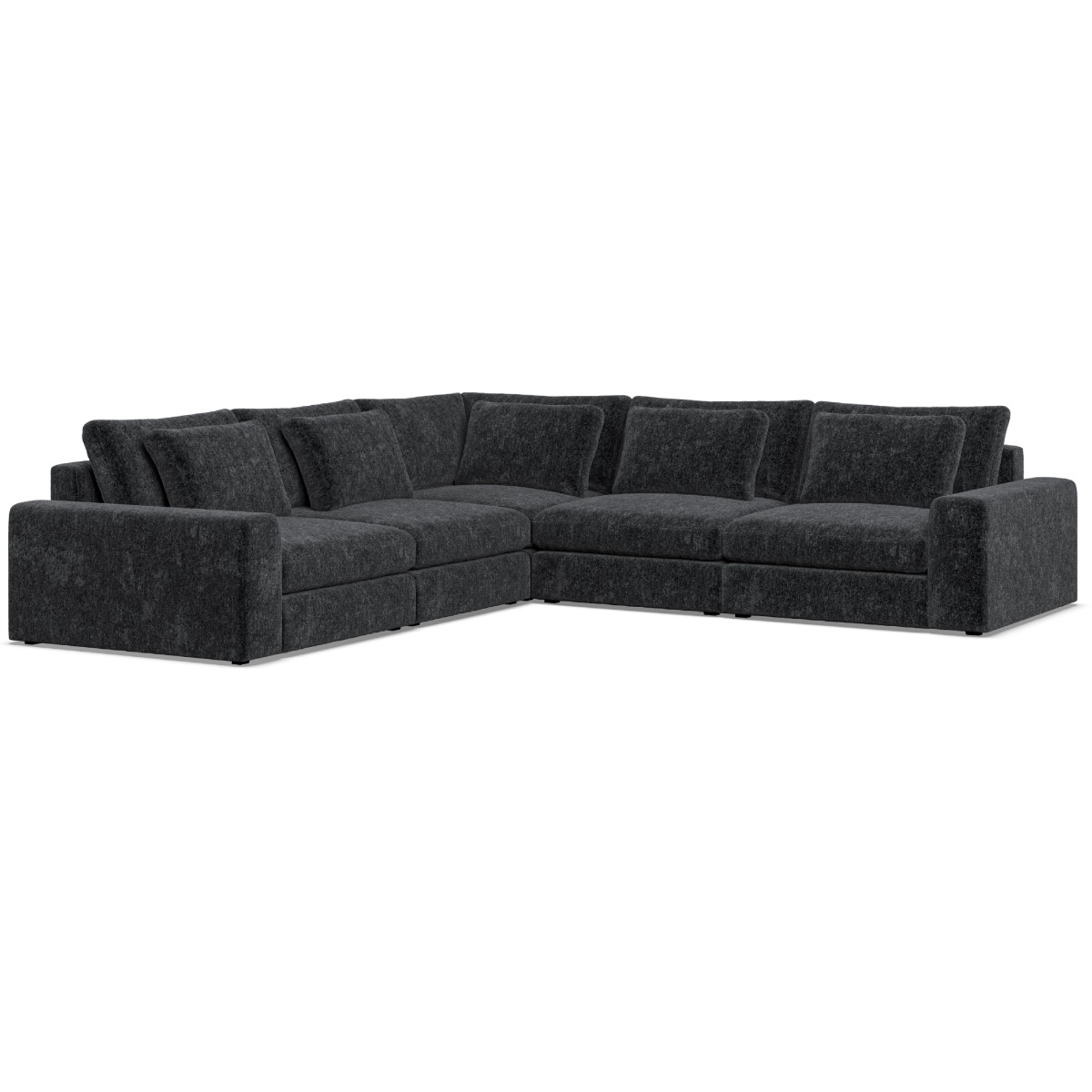 Corner Sofa - SOVA I Fabric 4 Seater Right Hand Facing - Black - Edgbaston Living