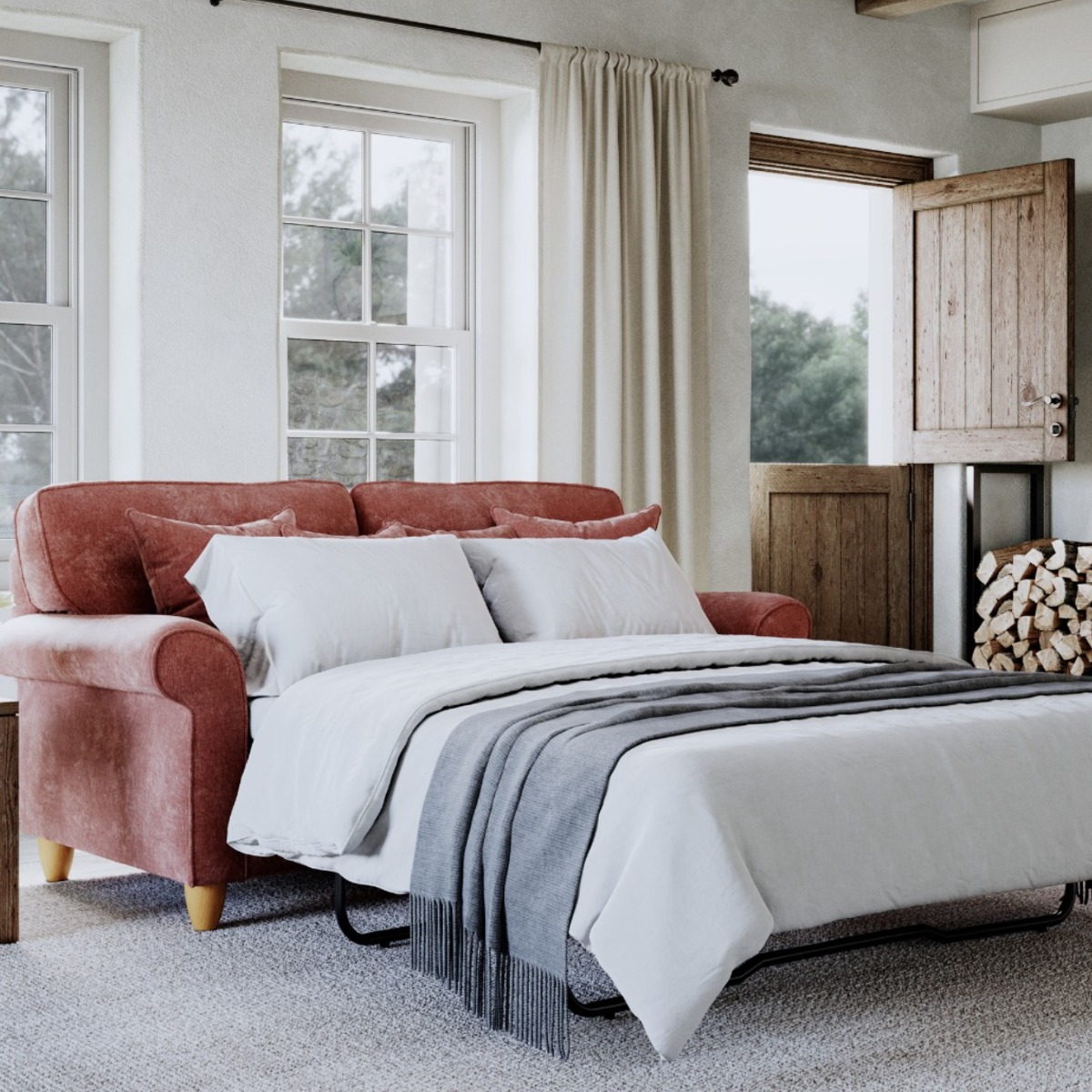 2 Seater Sofabed - COASTAL Fabric - Deep Terra - Edgbaston Living