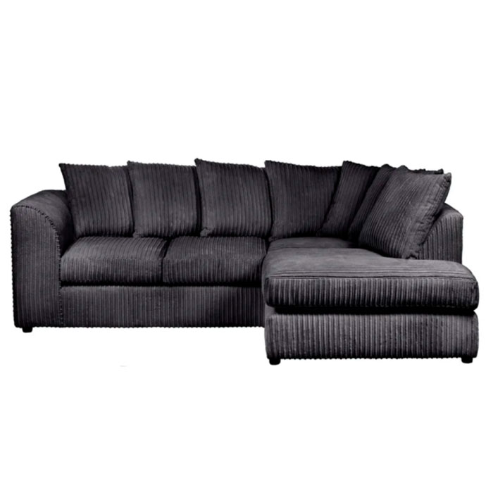 Mona Jumbo Cord Black Corner Sofa - Home Done