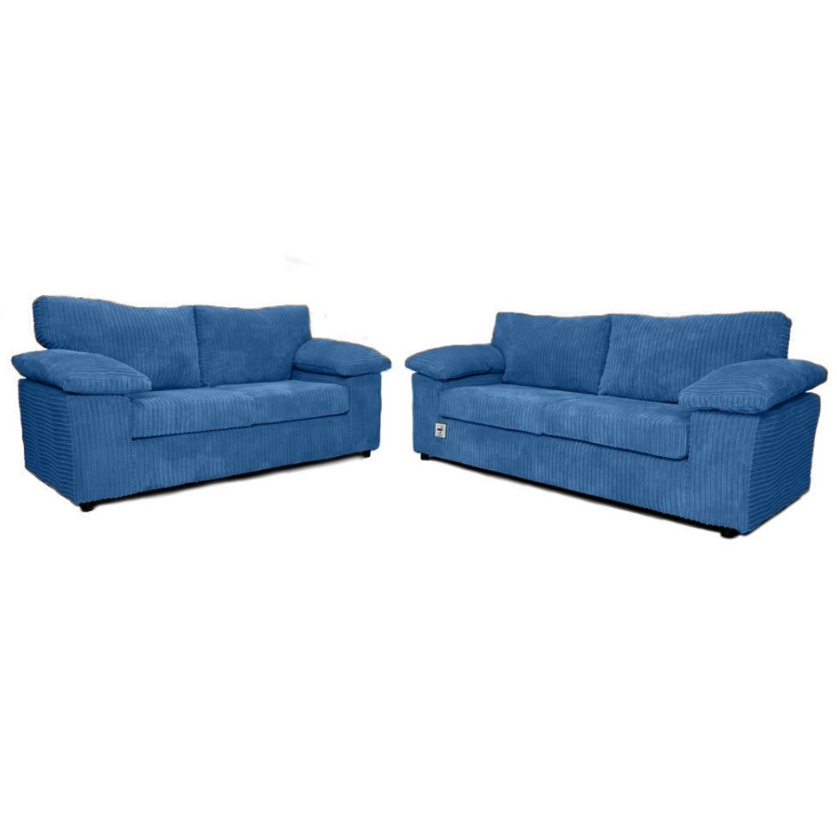 Sofa Set - CORDURA Full Back Jumbo Cord 3 Seater and 2 Seater Sofa Blue - Home Done