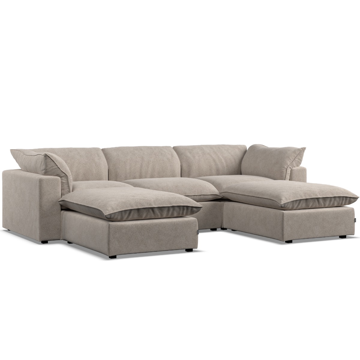 Corner Sofa - PUEBLA Fabric 5 Seater U Shaped Fossil - Footstool End - Edgbaston Living