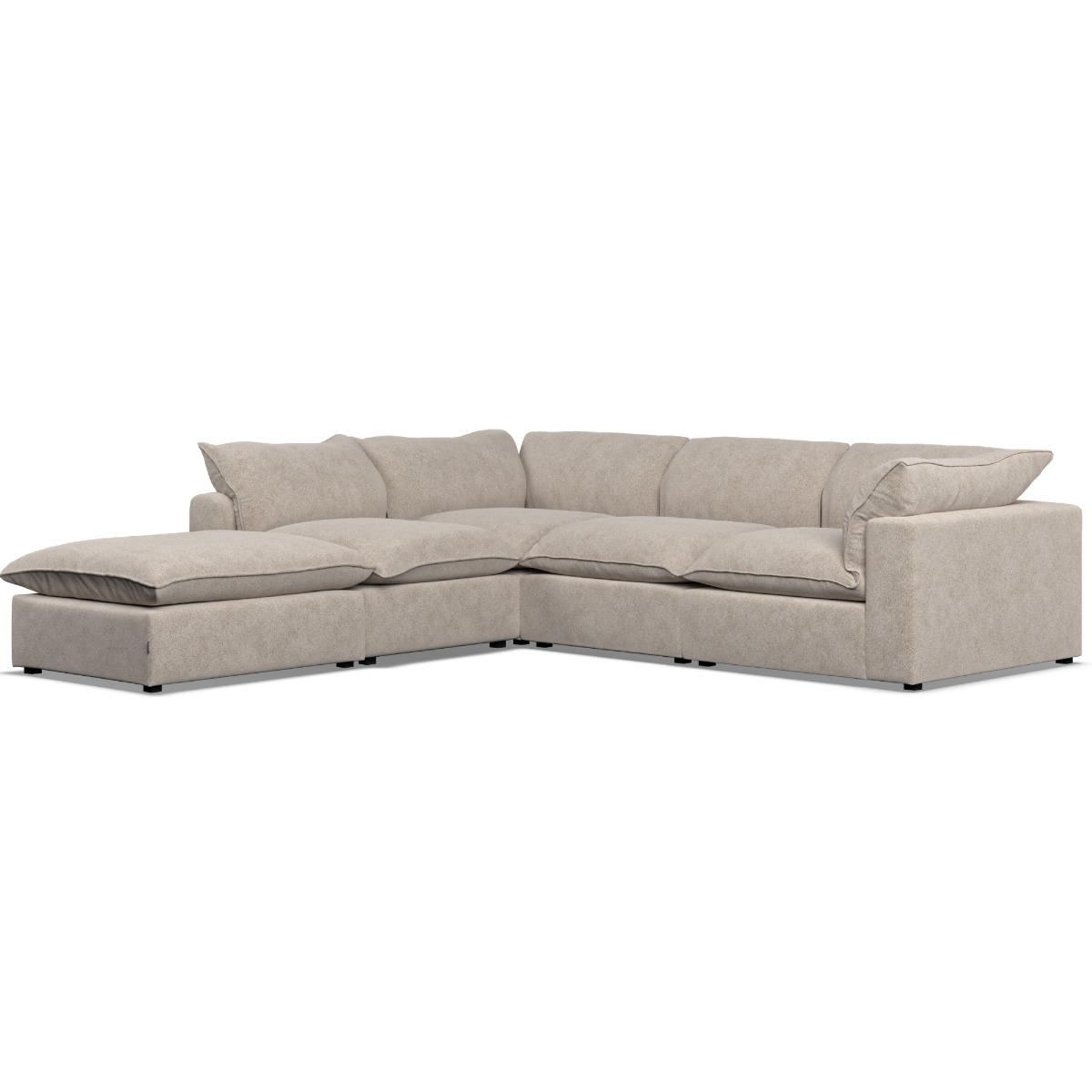 Corner Sofa - PUEBLA Fabric 4 Seater Right Hand Facing Fossil - Footstool End - Edgbaston Living
