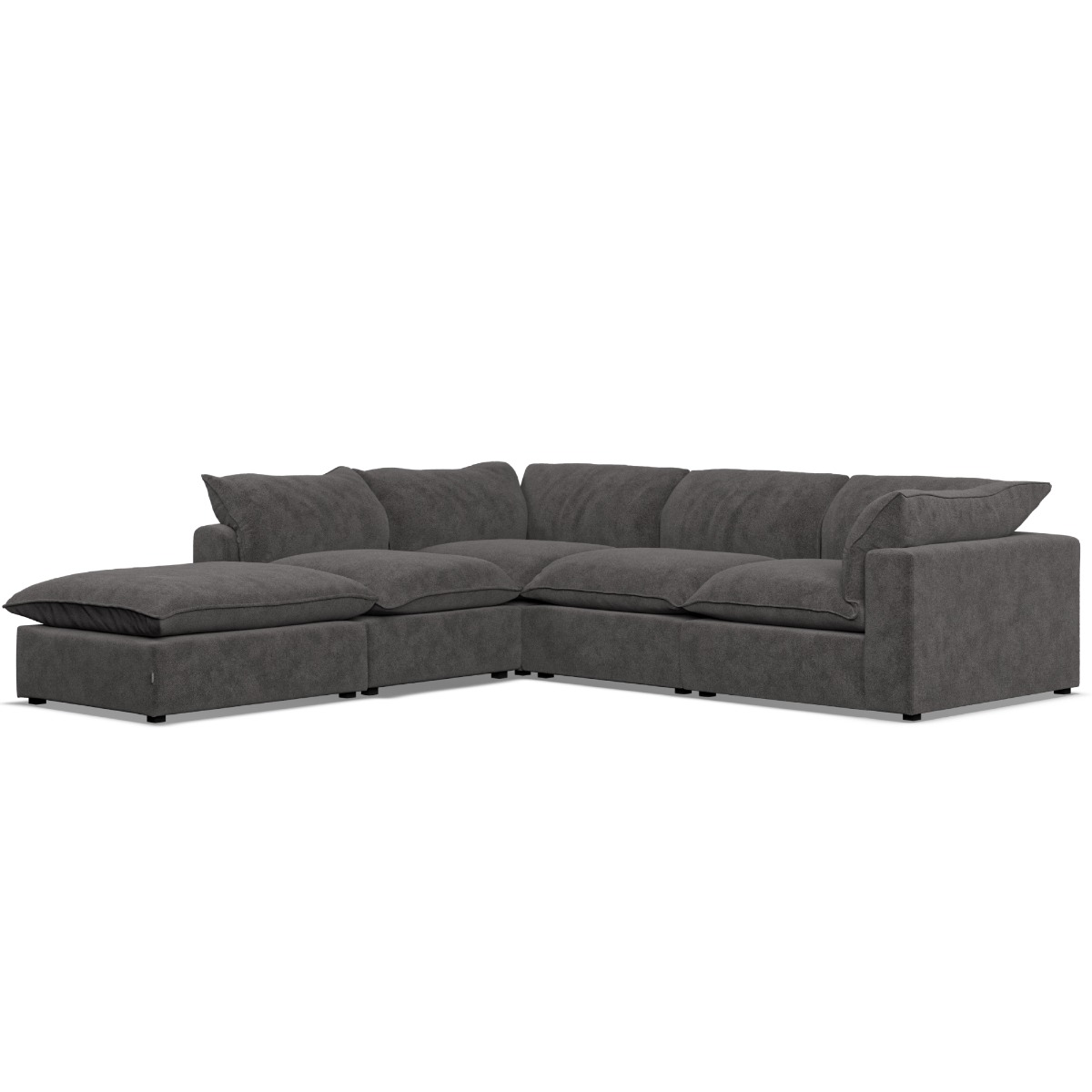 Corner Sofa - PUEBLA Fabric 4 Seater Right Hand Facing Slate - Footstool End - Edgbaston Living