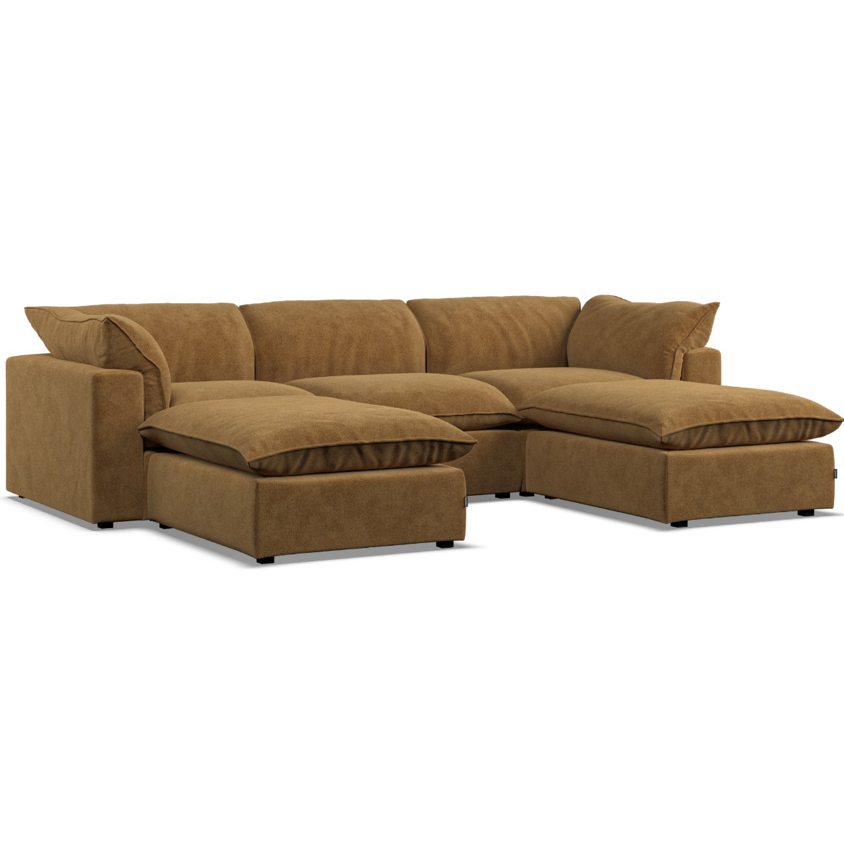 Corner Sofa - PUEBLA Fabric 5 Seater U Shaped Amber - Footstool End - Edgbaston Living