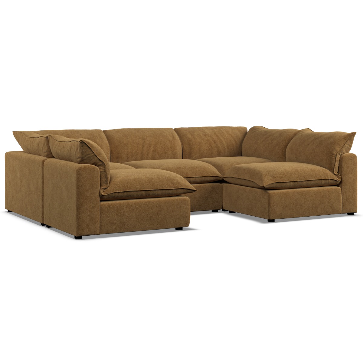Corner Sofa - PUEBLA Fabric 5 Seater U Shaped Amber - Open End - Edgbaston Living