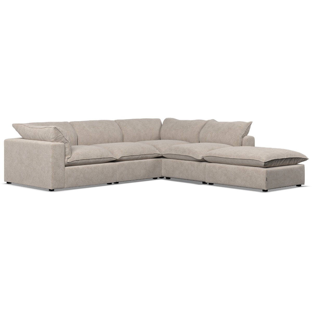 Corner Sofa - PUEBLA Fabric 4 Seater Left Hand Facing - Fossil - Edgbaston Living