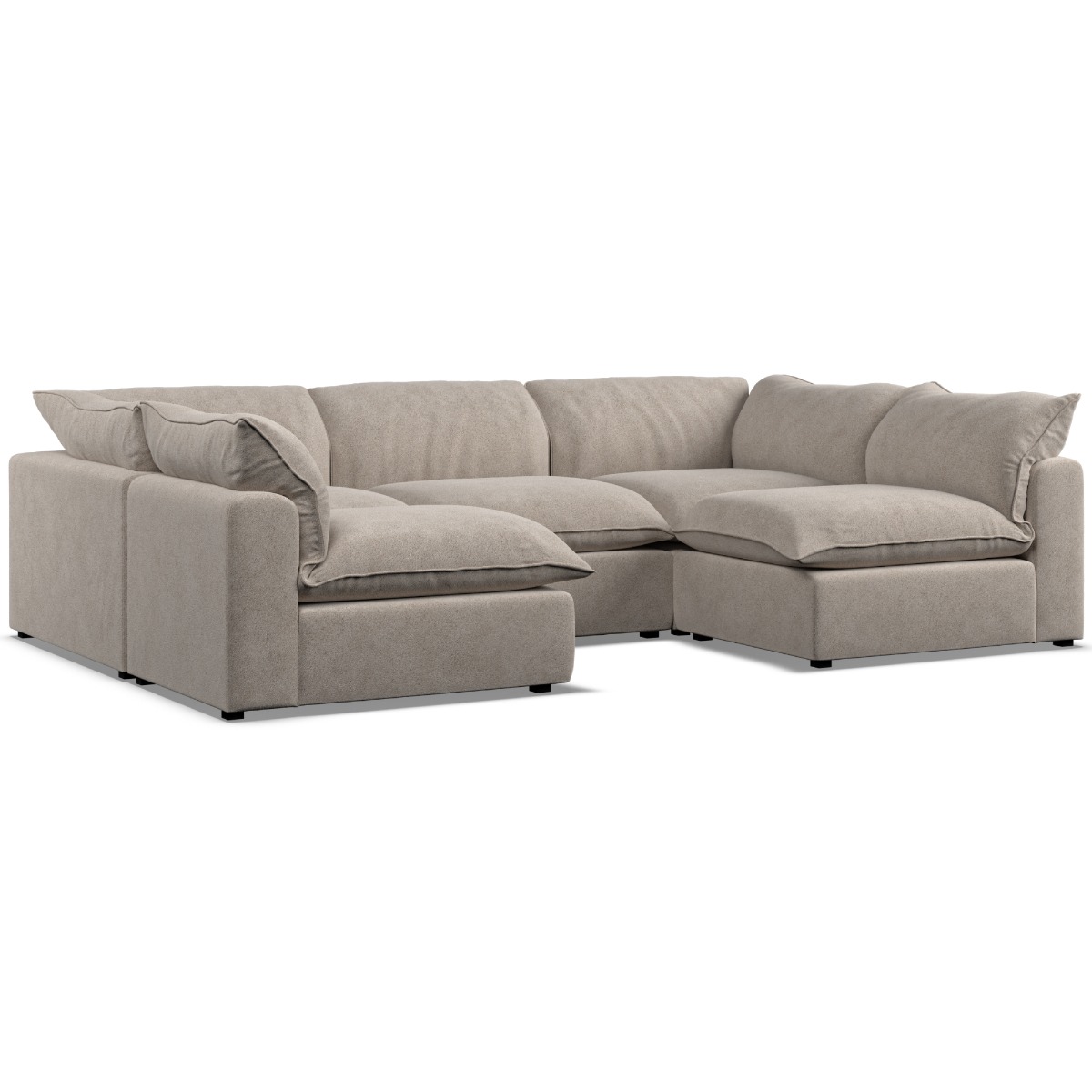 Corner Sofa - PUEBLA Fabric 5 Seater U Shaped Fossil - Open End - Edgbaston Living