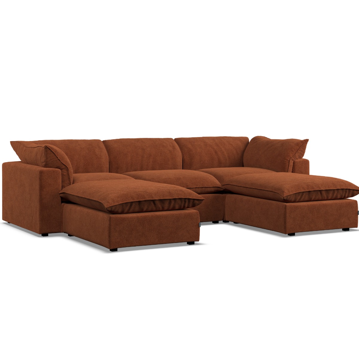 Corner Sofa - PUEBLA Fabric 5 Seater U Shaped Saffron - Footstool End - Edgbaston Living