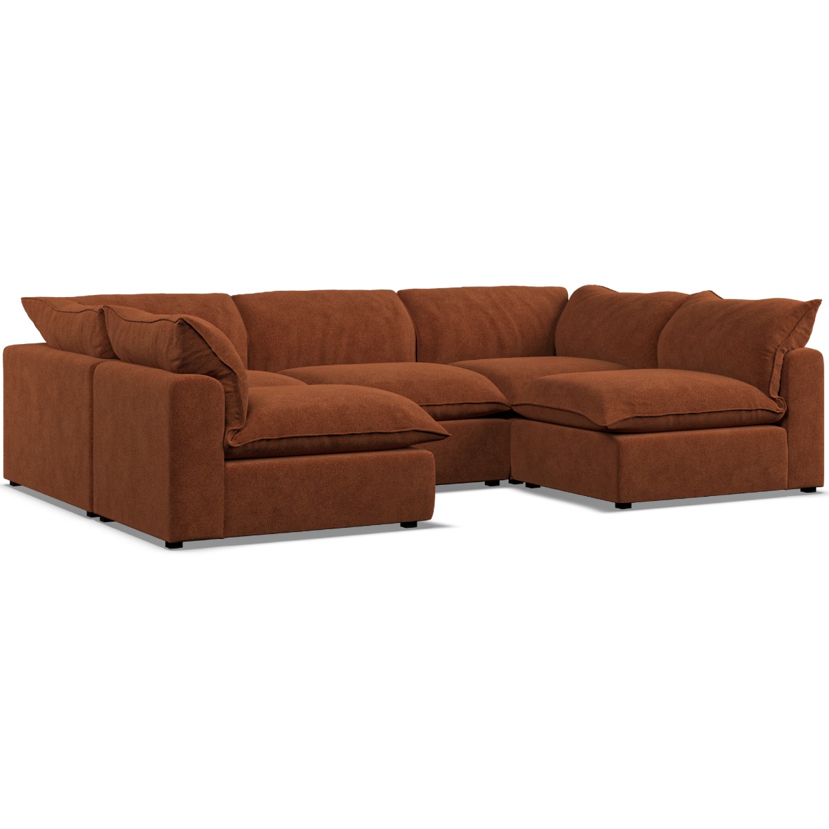 Corner Sofa - PUEBLA Fabric 5 Seater U Shaped Saffron - Open End - Edgbaston Living