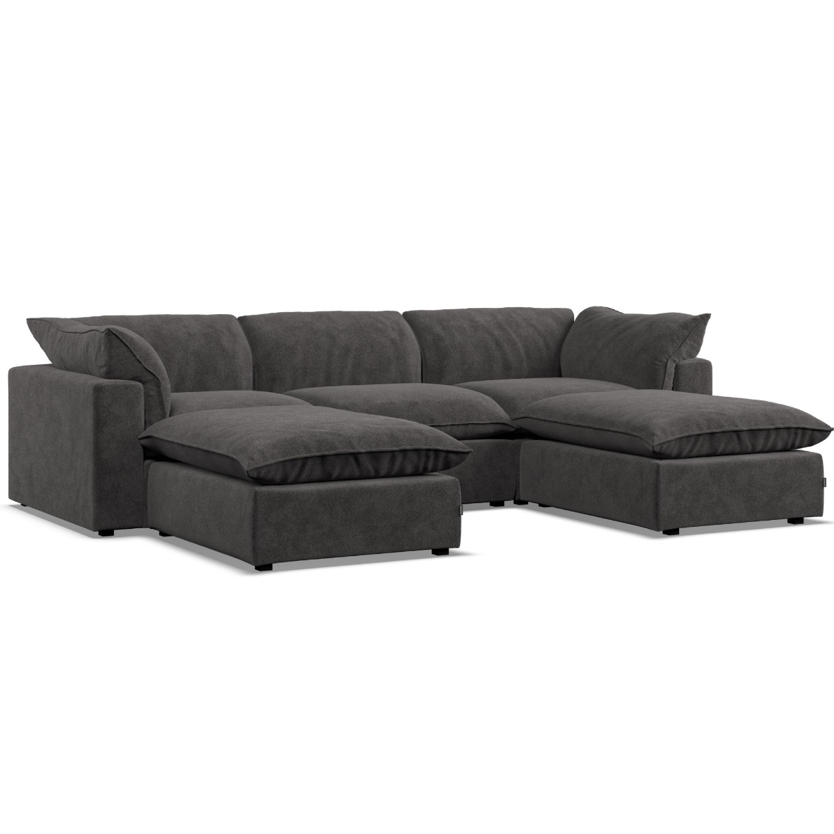Corner Sofa - PUEBLA Fabric 5 Seater U Shaped Slate - Footstool End - Edgbaston Living