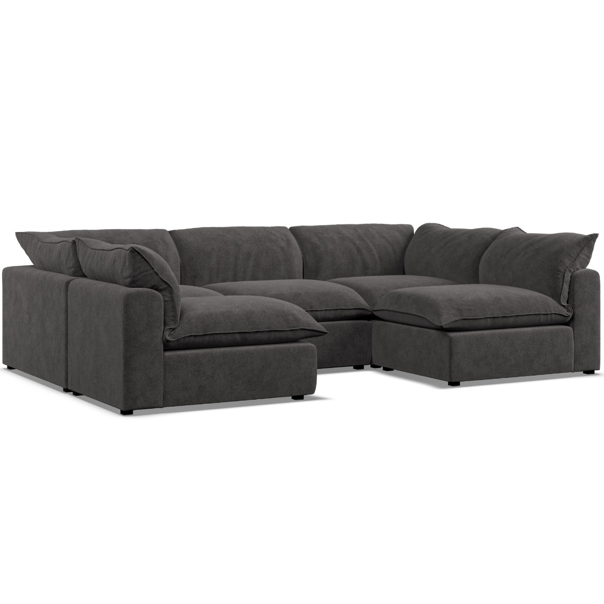 Corner Sofa - PUEBLA Fabric 5 Seater U Shaped Slate - Open End - Edgbaston Living