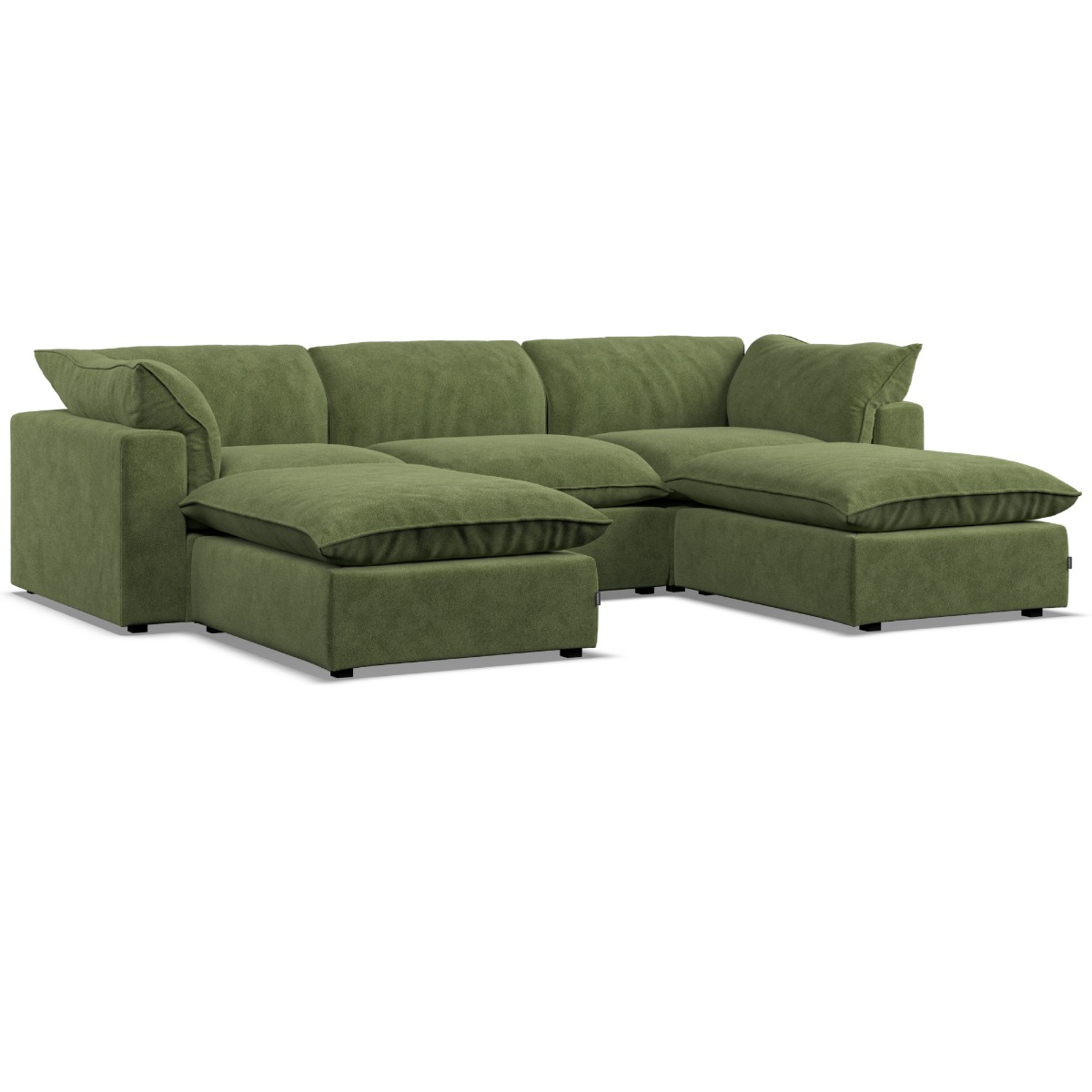 Corner Sofa - PUEBLA Fabric 5 Seater U Shaped Verde - Footstool End - Edgbaston Living