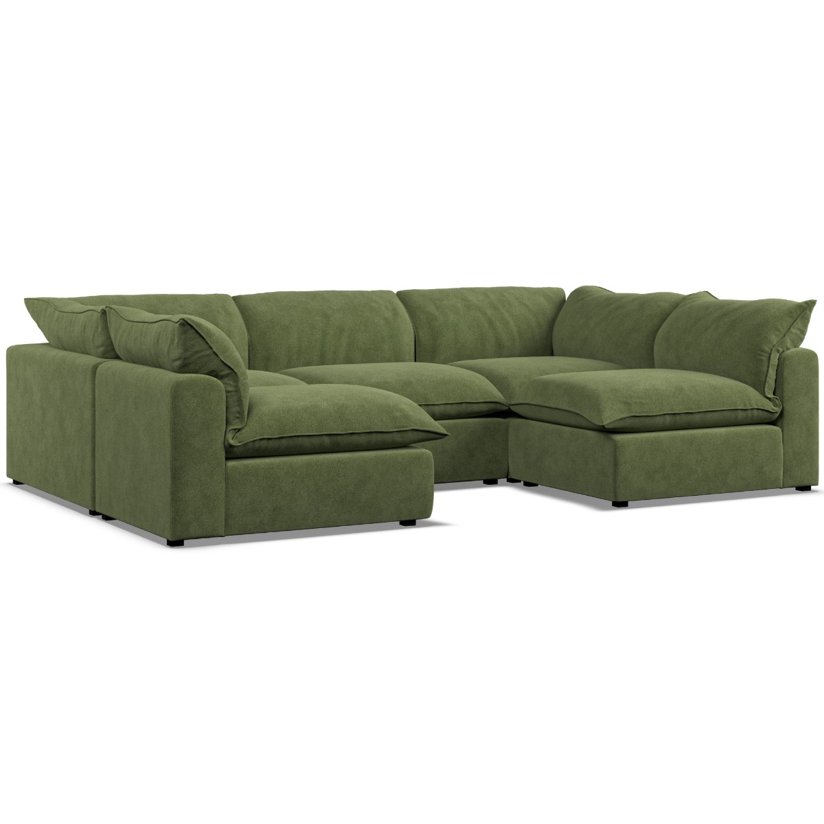 Corner Sofa - PUEBLA Fabric 5 Seater U Shaped Verde - Open End - Edgbaston Living