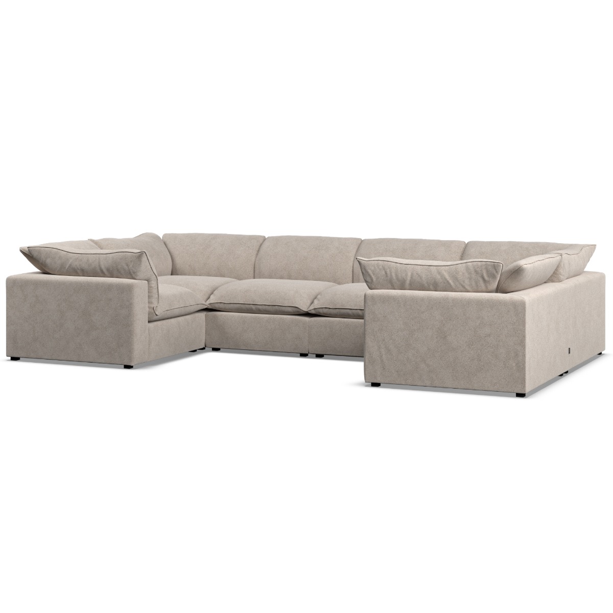 Corner Sofa - PUEBLA Fabric 6 Seater U Shaped - Fossil - Edgbaston Living