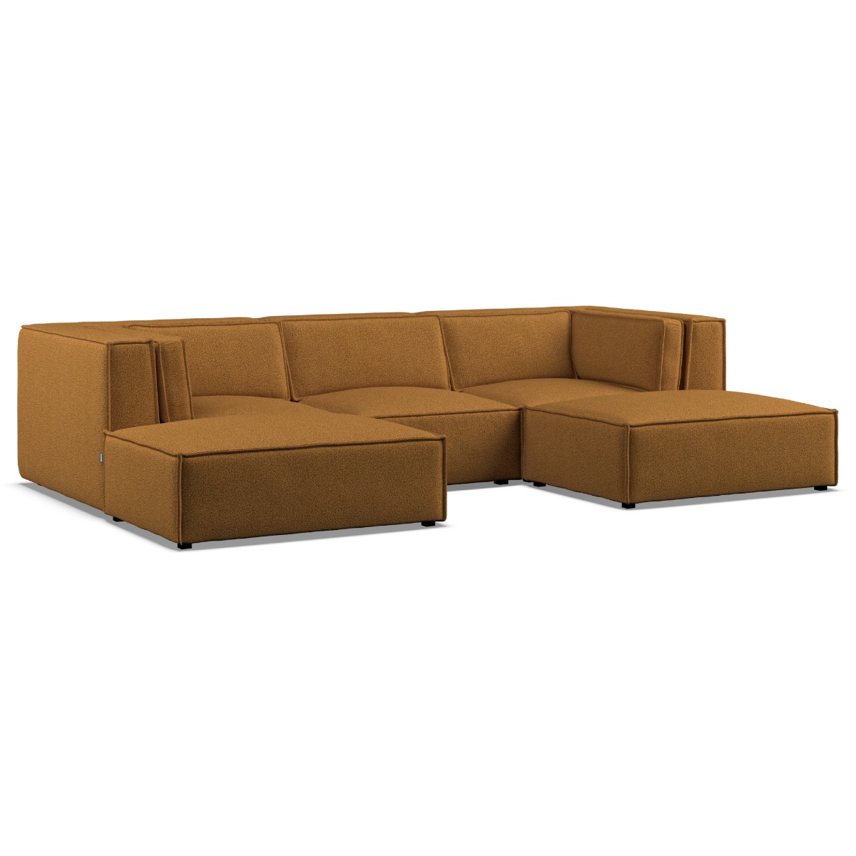 Corner Sofa - LUCCA Fabric 5 Seater U Shaped Inca Gold - Footstool End - Edgbaston Living