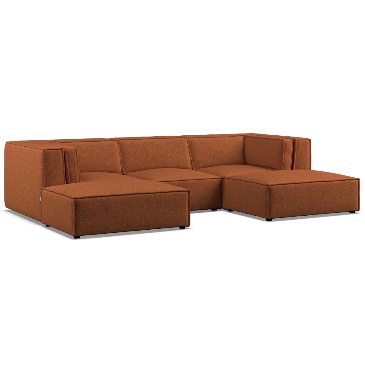 Corner Sofa - LUCCA Fabric 5 Seater U Shaped Terra - Footstool End - Edgbaston Living