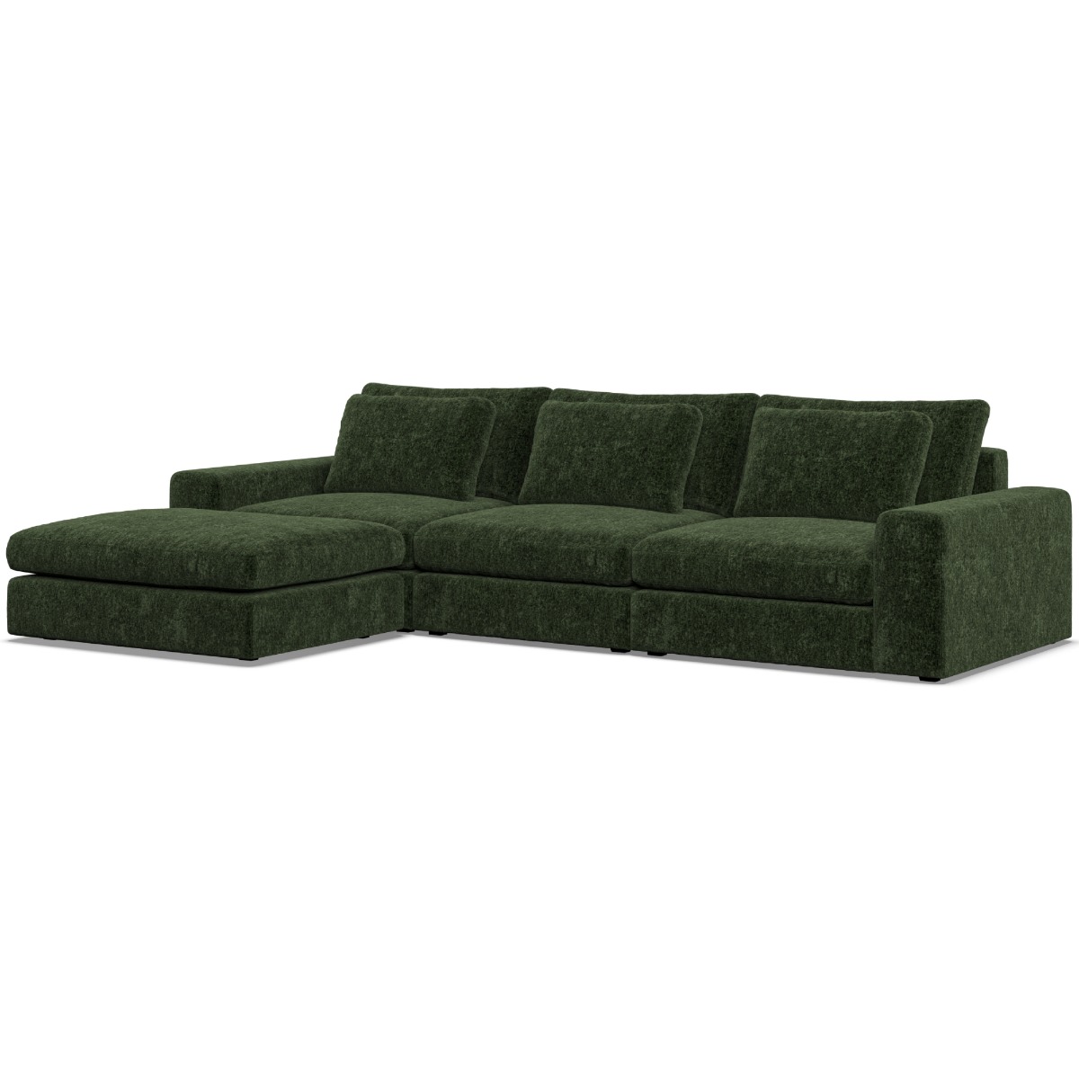 Corner Sofa - SOVA Fabric 3 Seater Right Hand Facing Bottle Green - Footstool End - Edgbaston Living