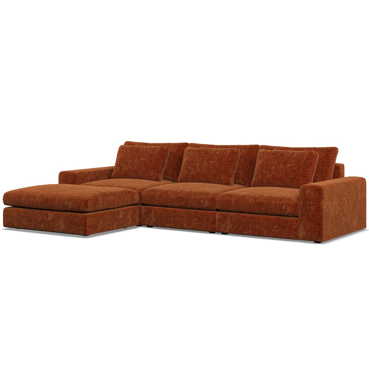 Corner Sofa - SOVA Fabric 3 Seater Right Hand Facing Deep Terra - Footstool End - Edgbaston Living