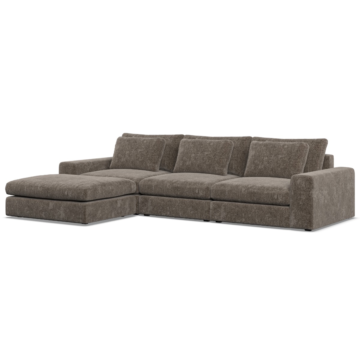 Corner Sofa - SOVA Fabric 3 Seater Right Hand Facing Mocca - Footstool End - Edgbaston Living
