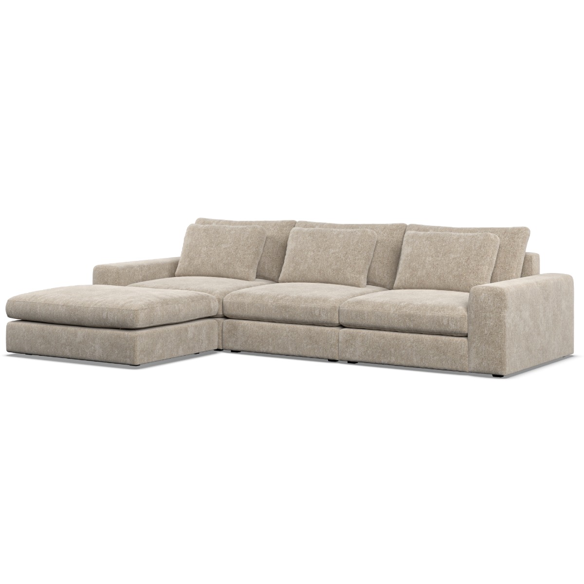 Corner Sofa - SOVA Fabric 3 Seater Right Hand Facing Pearl - Footstool End - Edgbaston Living