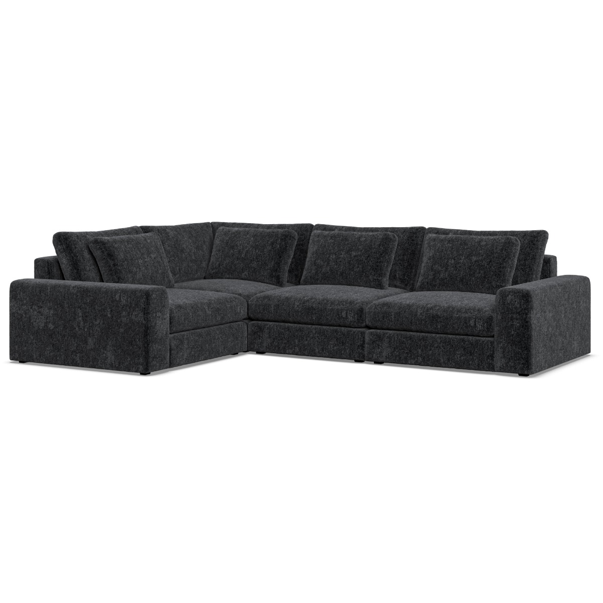 Corner Sofa - SOVA Fabric 3 Seater Right Hand Facing Black - Edgbaston Living