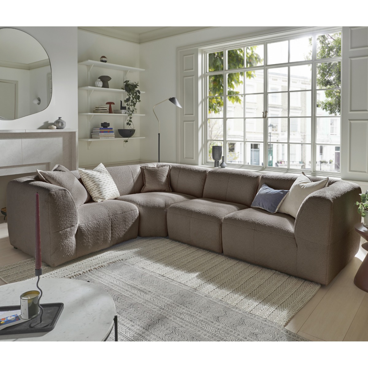 Corner Sofa - ESSAOUIRA Fabric 4 Seater Right Hand Facing - Walnut - Edgbaston Living